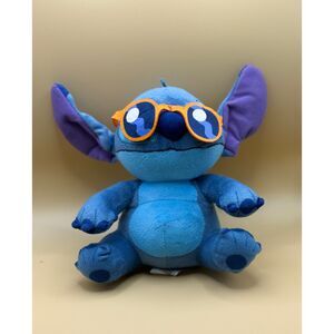 Disney Stitch Plush Stuffed Animal Sunglasses Blue Purple Ears 8 Inch NO FLAWS
